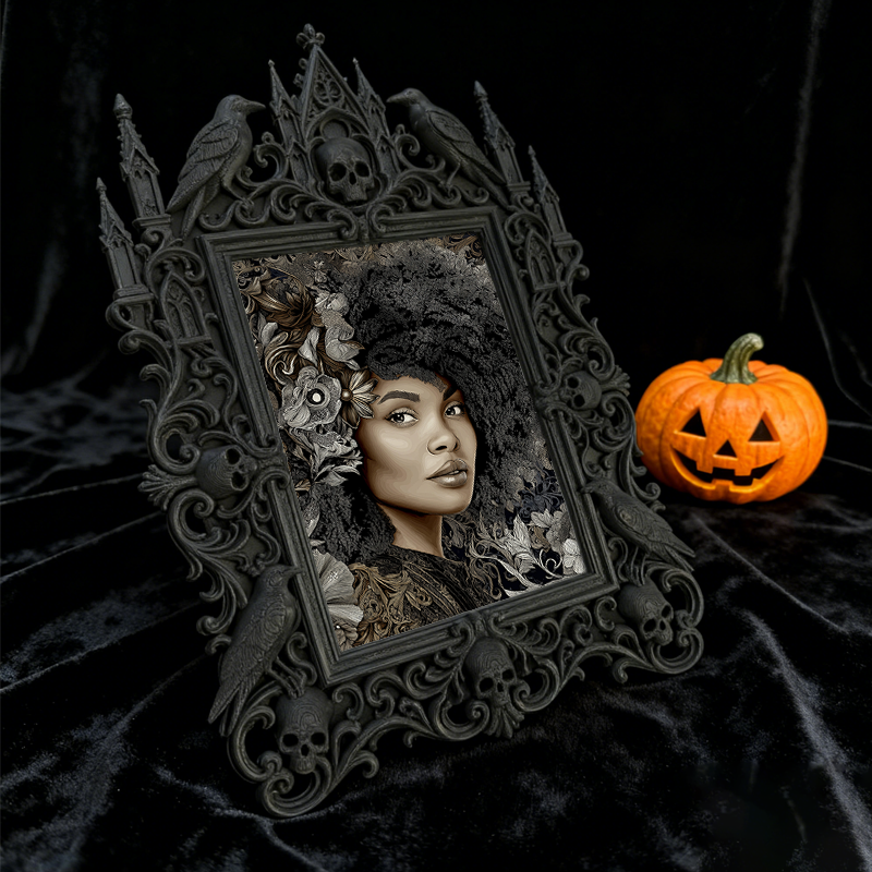 Classy-dark Gothic Dark-style Photo Frame | Dark Academia Book Restoration Shop Decor, Photo Ornament, Wall-mountable & Tabletop, Practical 