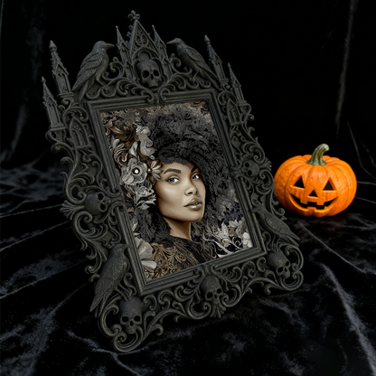 Classy-dark Gothic Dark-style Photo Frame | Dark Academia Book Restoration Shop Decor, Photo Ornament, Wall-mountable & Tabletop, Practical 