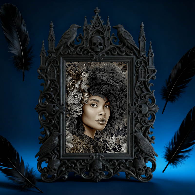 Classy-dark Gothic Dark-style Photo Frame | Dark Academia Book Restoration Shop Decor, Photo Ornament, Wall-mountable & Tabletop, Practical 