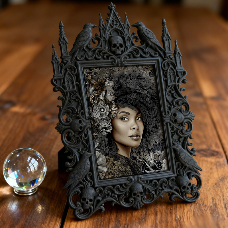 Classy-dark Gothic Dark-style Photo Frame | Dark Academia Book Restoration Shop Decor, Photo Ornament, Wall-mountable & Tabletop, Practical 