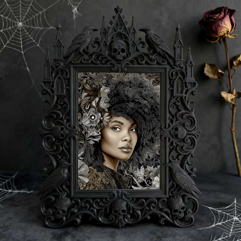 Classy-dark Gothic Dark-style Photo Frame | Dark Academia Book Restoration Shop Decor, Photo Ornament, Wall-mountable & Tabletop, Practical 