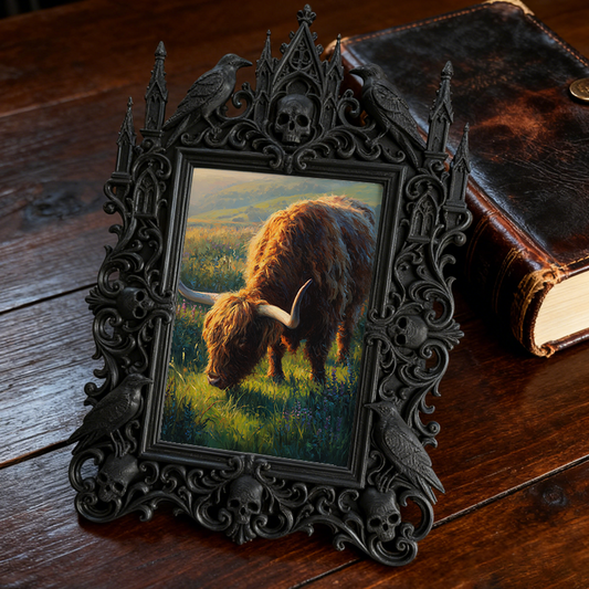 Unique-dark-design Gothic Dark-style Photo Frame | Witchy Herbal Sachet Making Studio Decor, Photo Ornament, Wall-mountable & Tabletop, Port