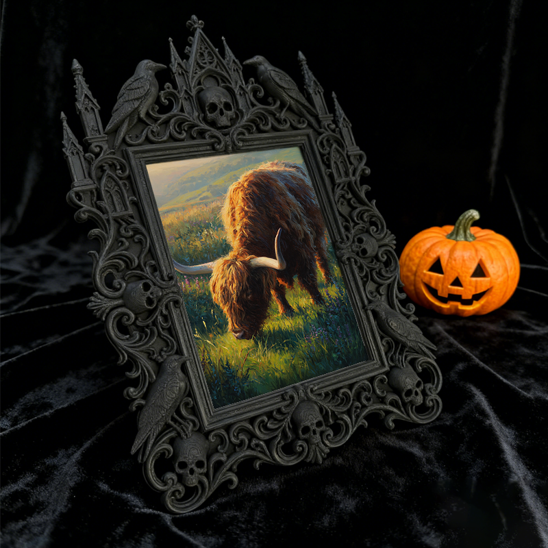 Unique-dark-design Gothic Dark-style Photo Frame | Witchy Herbal Sachet Making Studio Decor, Photo Ornament, Wall-mountable & Tabletop, Port