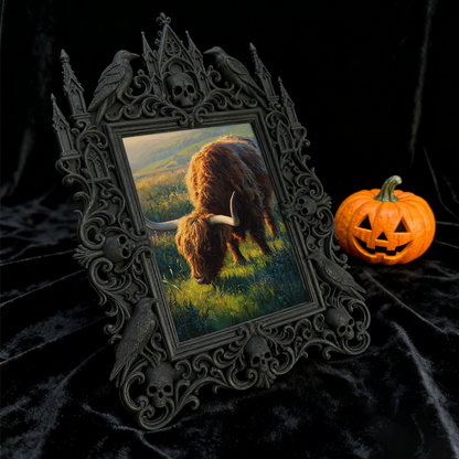 Unique-dark-design Gothic Dark-style Photo Frame | Witchy Herbal Sachet Making Studio Decor, Photo Ornament, Wall-mountable & Tabletop, Port