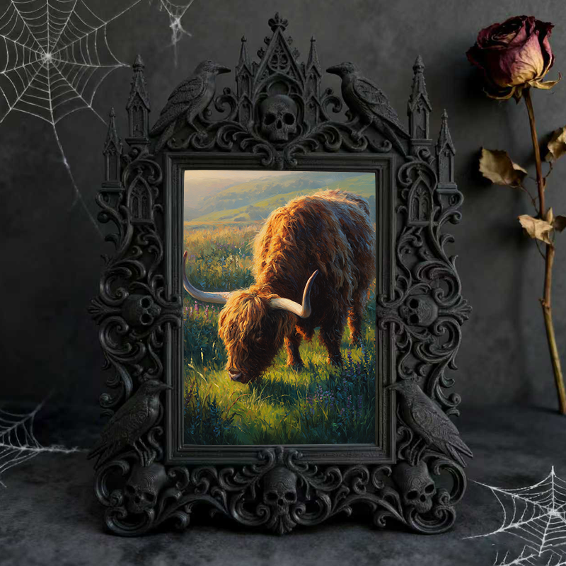 Unique-dark-design Gothic Dark-style Photo Frame | Witchy Herbal Sachet Making Studio Decor, Photo Ornament, Wall-mountable & Tabletop, Port