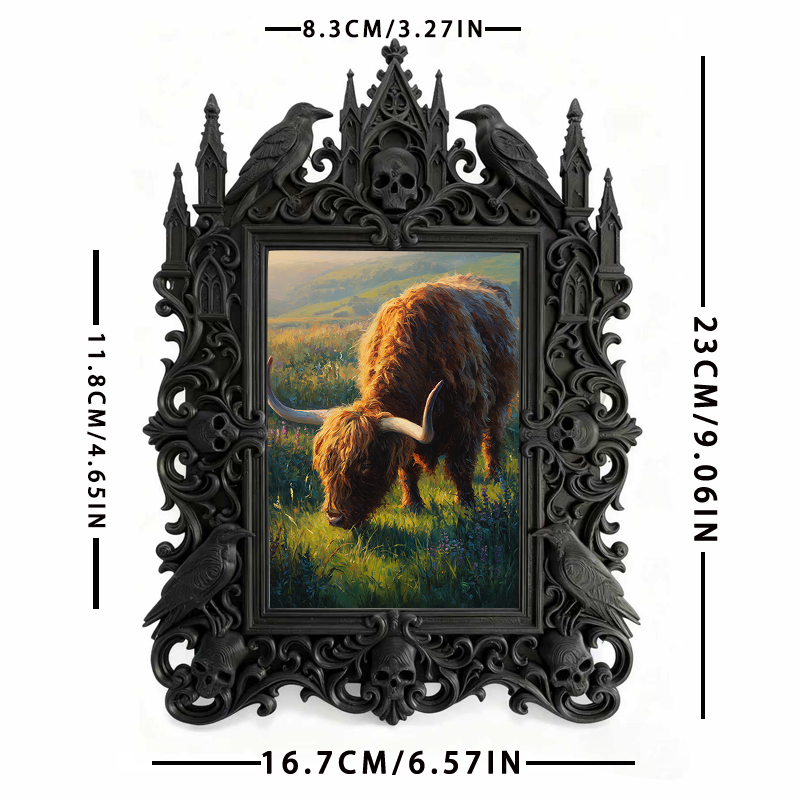 Unique-dark-design Gothic Dark-style Photo Frame | Witchy Herbal Sachet Making Studio Decor, Photo Ornament, Wall-mountable & Tabletop, Port