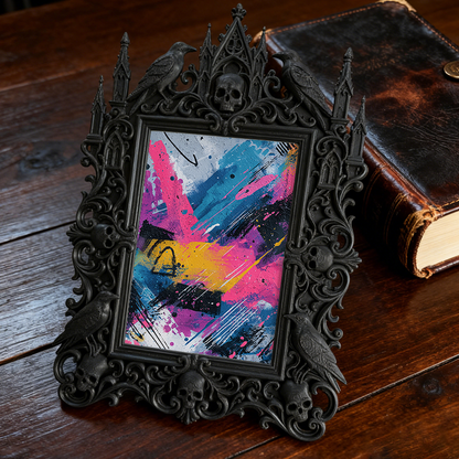 Tough-dark Gothic Dark-style Photo Frame | Gothic Body Piercing Studio Display Decor, Photo Ornament, Dual-use Display, Wear-resistant Frame
