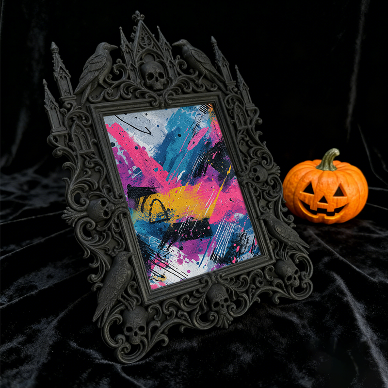 Tough-dark Gothic Dark-style Photo Frame | Gothic Body Piercing Studio Display Decor, Photo Ornament, Dual-use Display, Wear-resistant Frame