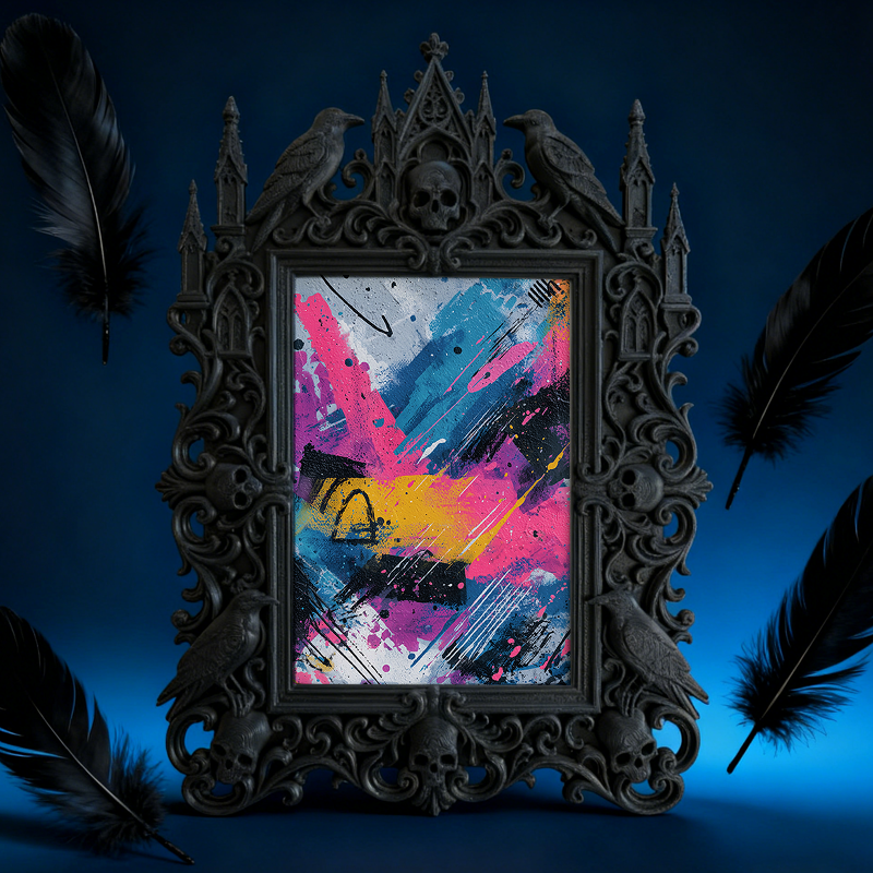 Tough-dark Gothic Dark-style Photo Frame | Gothic Body Piercing Studio Display Decor, Photo Ornament, Dual-use Display, Wear-resistant Frame