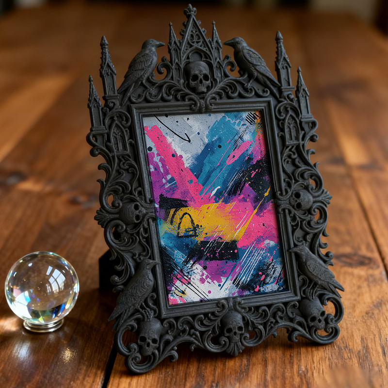 Tough-dark Gothic Dark-style Photo Frame | Gothic Body Piercing Studio Display Decor, Photo Ornament, Dual-use Display, Wear-resistant Frame