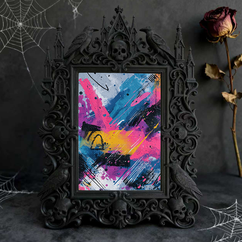 Tough-dark Gothic Dark-style Photo Frame | Gothic Body Piercing Studio Display Decor, Photo Ornament, Dual-use Display, Wear-resistant Frame