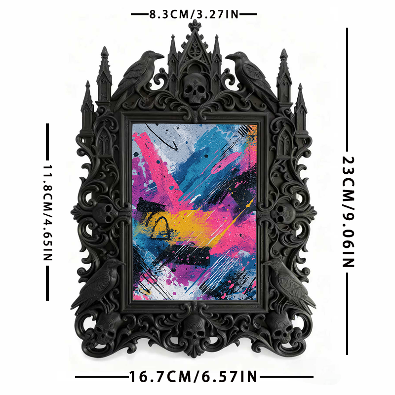Tough-dark Gothic Dark-style Photo Frame | Gothic Body Piercing Studio Display Decor, Photo Ornament, Dual-use Display, Wear-resistant Frame
