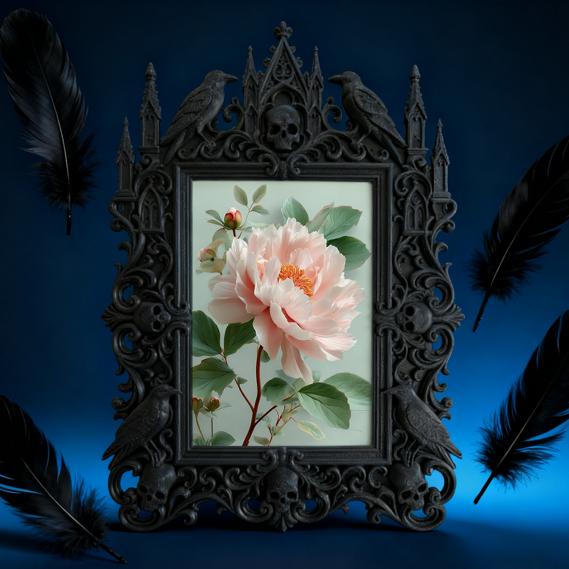 Refined-dark-chic Gothic Dark-style Photo Frame | Paranormal Gift Shop Window Decor, Photo Ornament, Wall-mountable & Tabletop, Elegant Fram