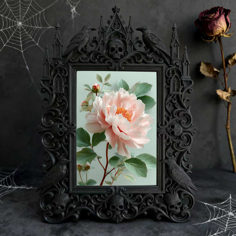 Refined-dark-chic Gothic Dark-style Photo Frame | Paranormal Gift Shop Window Decor, Photo Ornament, Wall-mountable & Tabletop, Elegant Fram