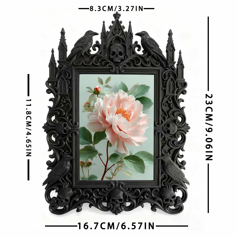 Refined-dark-chic Gothic Dark-style Photo Frame | Paranormal Gift Shop Window Decor, Photo Ornament, Wall-mountable & Tabletop, Elegant Fram