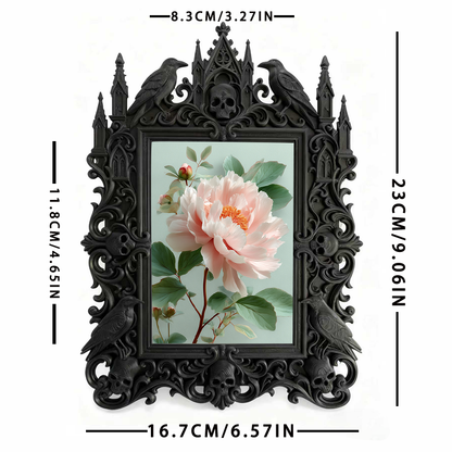 Refined-dark-chic Gothic Dark-style Photo Frame | Paranormal Gift Shop Window Decor, Photo Ornament, Wall-mountable & Tabletop, Elegant Fram