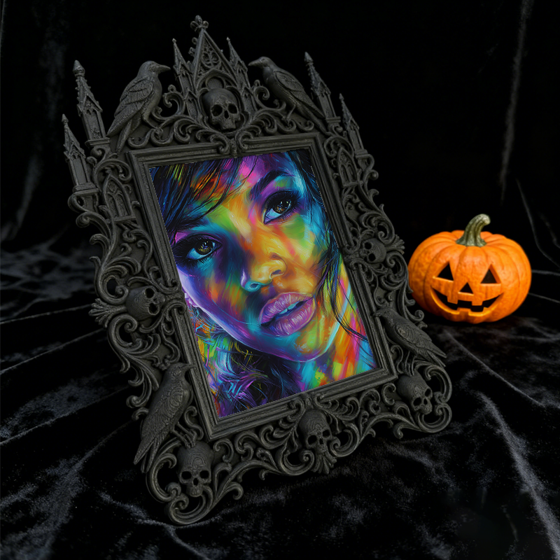 Eye-catching-dark Gothic Dark-style Photo Frame | Dark Fantasy Resin Jewelry Shop Decor, Photo Ornament, Wall-mountable & Tabletop, Creative