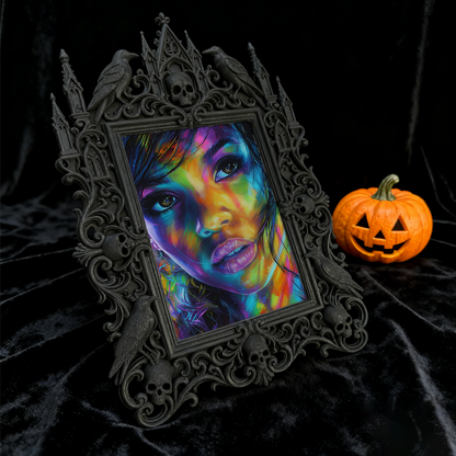 Eye-catching-dark Gothic Dark-style Photo Frame | Dark Fantasy Resin Jewelry Shop Decor, Photo Ornament, Wall-mountable & Tabletop, Creative
