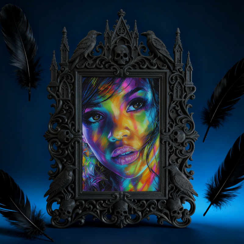 Eye-catching-dark Gothic Dark-style Photo Frame | Dark Fantasy Resin Jewelry Shop Decor, Photo Ornament, Wall-mountable & Tabletop, Creative