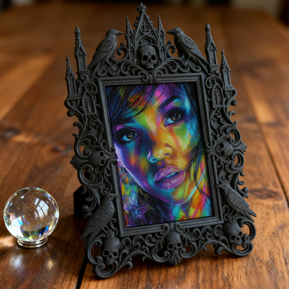 Eye-catching-dark Gothic Dark-style Photo Frame | Dark Fantasy Resin Jewelry Shop Decor, Photo Ornament, Wall-mountable & Tabletop, Creative