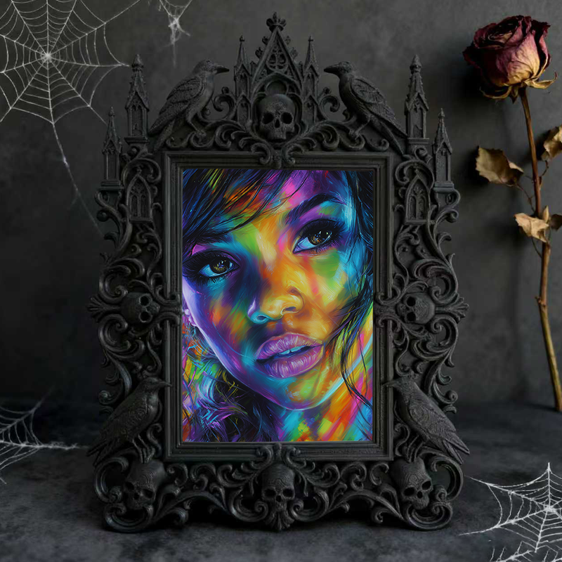 Eye-catching-dark Gothic Dark-style Photo Frame | Dark Fantasy Resin Jewelry Shop Decor, Photo Ornament, Wall-mountable & Tabletop, Creative