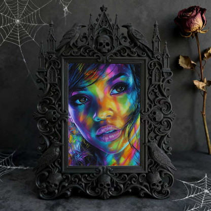 Eye-catching-dark Gothic Dark-style Photo Frame | Dark Fantasy Resin Jewelry Shop Decor, Photo Ornament, Wall-mountable & Tabletop, Creative