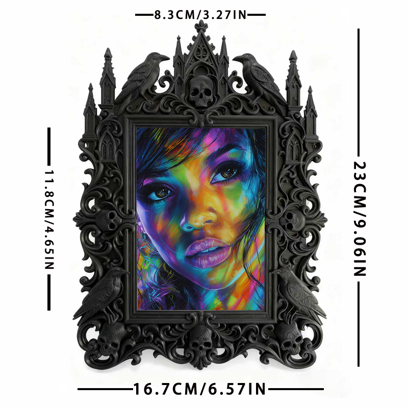 Eye-catching-dark Gothic Dark-style Photo Frame | Dark Fantasy Resin Jewelry Shop Decor, Photo Ornament, Wall-mountable & Tabletop, Creative