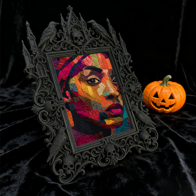 Trending-hot Gothic Dark-style Photo Frame | Gothic Halloween Front Door Decor, Photo Ornament, Wall-mountable & Tabletop, Plastic Frame