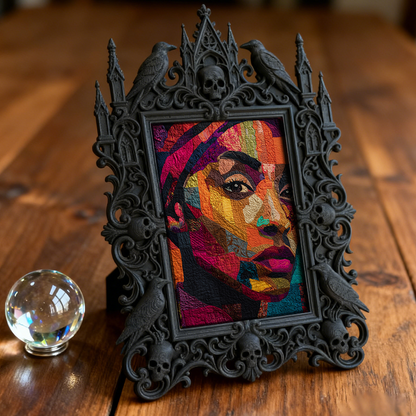 Trending-hot Gothic Dark-style Photo Frame | Gothic Halloween Front Door Decor, Photo Ornament, Wall-mountable & Tabletop, Plastic Frame