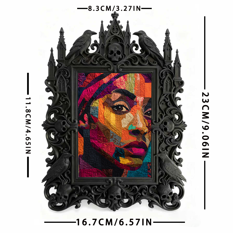 Trending-hot Gothic Dark-style Photo Frame | Gothic Halloween Front Door Decor, Photo Ornament, Wall-mountable & Tabletop, Plastic Frame