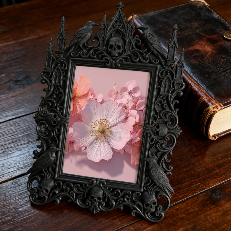 Top-choice Gothic Dark-style Photo Frame | Dark Academia Student Dorm Art Corner Decor, Photo Ornament, Wall/Table Dual-use, Durable Frame