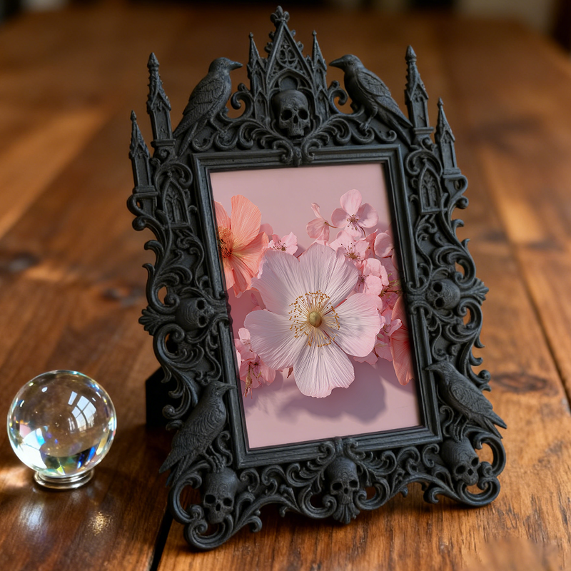 Top-choice Gothic Dark-style Photo Frame | Dark Academia Student Dorm Art Corner Decor, Photo Ornament, Wall/Table Dual-use, Durable Frame