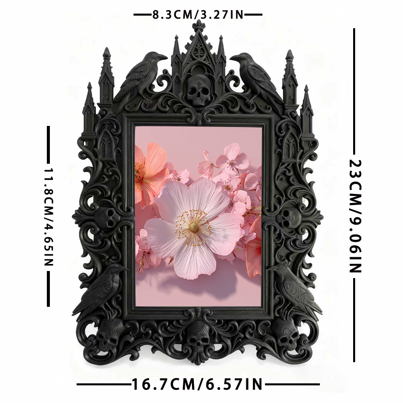 Top-choice Gothic Dark-style Photo Frame | Dark Academia Student Dorm Art Corner Decor, Photo Ornament, Wall/Table Dual-use, Durable Frame