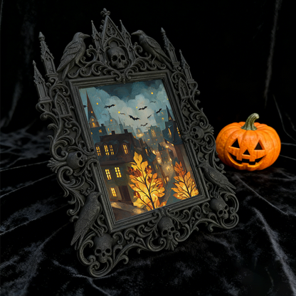 Crowd-pleaser Gothic Dark-style Photo Frame | Horror Cosplay Group Photo Backdrop Decor, Photo Ornament, Wall-mountable & Tabletop, Lightwei