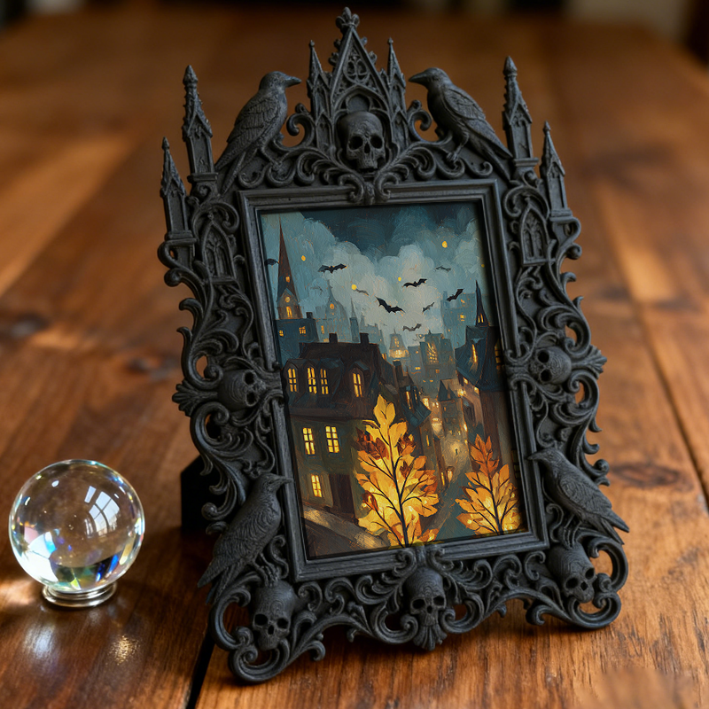 Crowd-pleaser Gothic Dark-style Photo Frame | Horror Cosplay Group Photo Backdrop Decor, Photo Ornament, Wall-mountable & Tabletop, Lightwei