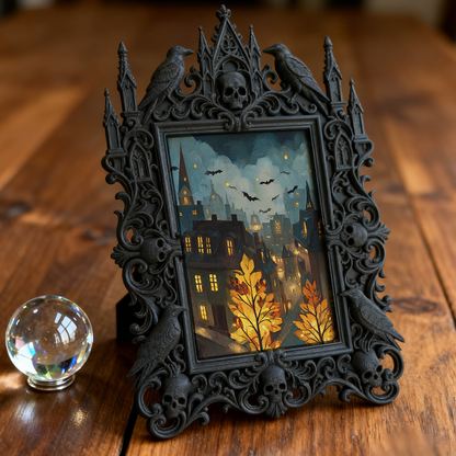 Crowd-pleaser Gothic Dark-style Photo Frame | Horror Cosplay Group Photo Backdrop Decor, Photo Ornament, Wall-mountable & Tabletop, Lightwei