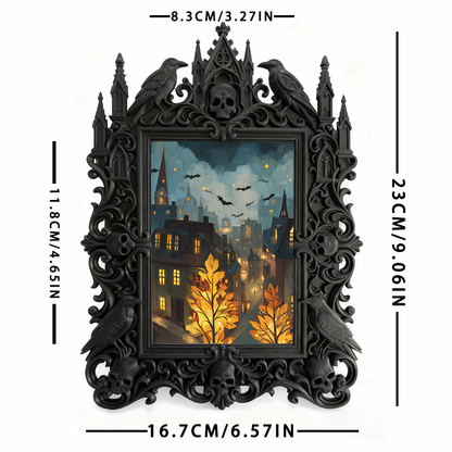 Crowd-pleaser Gothic Dark-style Photo Frame | Horror Cosplay Group Photo Backdrop Decor, Photo Ornament, Wall-mountable & Tabletop, Lightwei