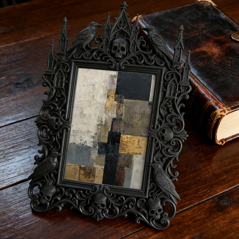 Quick-sell Gothic Dark-style Photo Frame | Gothic Dark Roast Coffee Shop Decor, Photo Ornament, Dual-use Display, Retro Plastic Frame