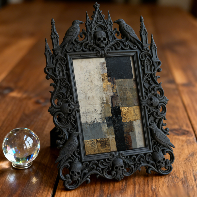 Quick-sell Gothic Dark-style Photo Frame | Gothic Dark Roast Coffee Shop Decor, Photo Ornament, Dual-use Display, Retro Plastic Frame