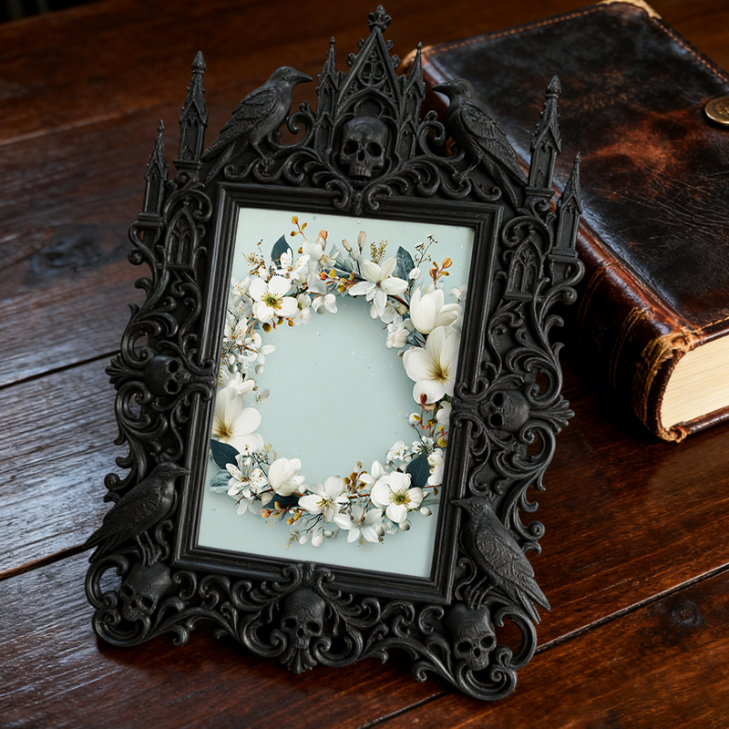 Highly-coveted Gothic Dark-style Photo Frame | Witchy Crystal Sphere Display Shop Decor, Photo Ornament, Wall-mountable & Tabletop, Scratch-