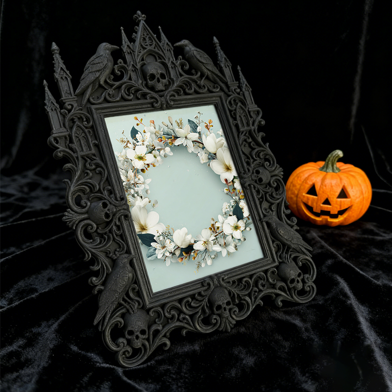 Highly-coveted Gothic Dark-style Photo Frame | Witchy Crystal Sphere Display Shop Decor, Photo Ornament, Wall-mountable & Tabletop, Scratch-