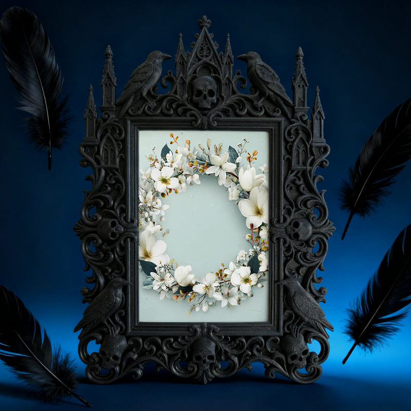 Highly-coveted Gothic Dark-style Photo Frame | Witchy Crystal Sphere Display Shop Decor, Photo Ornament, Wall-mountable & Tabletop, Scratch-