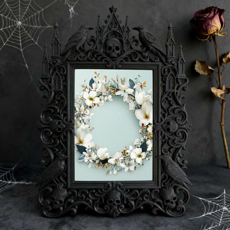 Highly-coveted Gothic Dark-style Photo Frame | Witchy Crystal Sphere Display Shop Decor, Photo Ornament, Wall-mountable & Tabletop, Scratch-