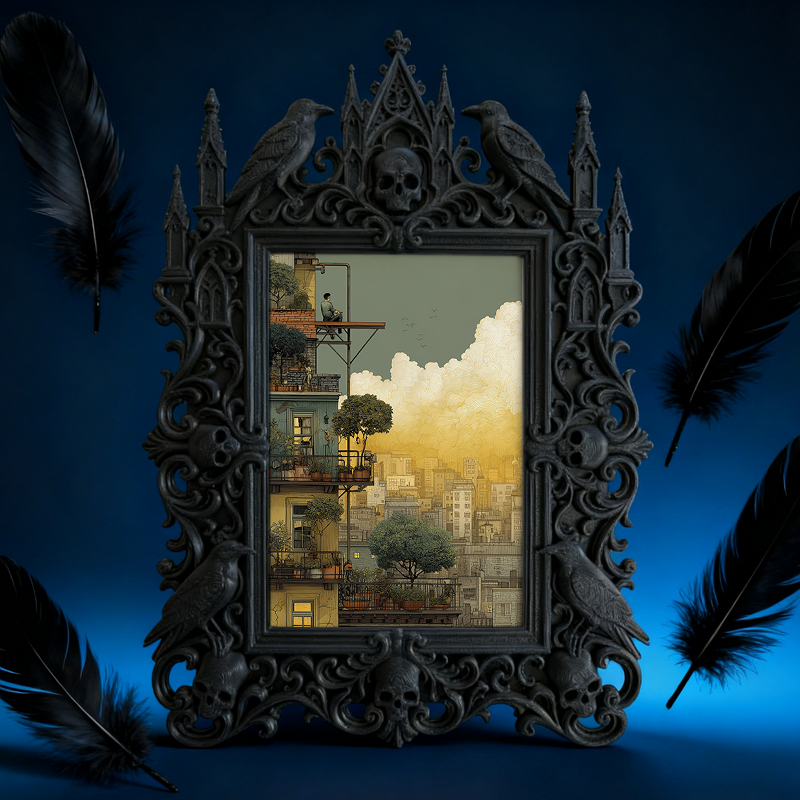 Must-buy Gothic Dark-style Photo Frame | Dark Dried Flower Crown Shop Decor, Photo Ornament, Wall-mountable & Tabletop, Slim Frame