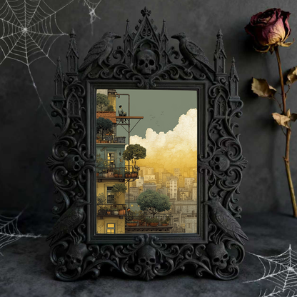 Must-buy Gothic Dark-style Photo Frame | Dark Dried Flower Crown Shop Decor, Photo Ornament, Wall-mountable & Tabletop, Slim Frame