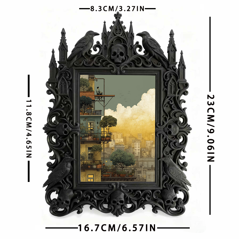 Must-buy Gothic Dark-style Photo Frame | Dark Dried Flower Crown Shop Decor, Photo Ornament, Wall-mountable & Tabletop, Slim Frame