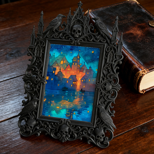 Limited-quantity Gothic Dark-style Photo Frame | Occult Herbalism Book Shop Decor, Photo Ornament, Wall-mountable & Tabletop, Collectible Fr