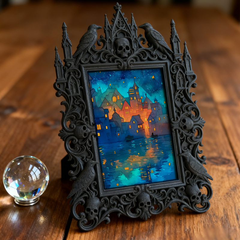 Limited-quantity Gothic Dark-style Photo Frame | Occult Herbalism Book Shop Decor, Photo Ornament, Wall-mountable & Tabletop, Collectible Fr