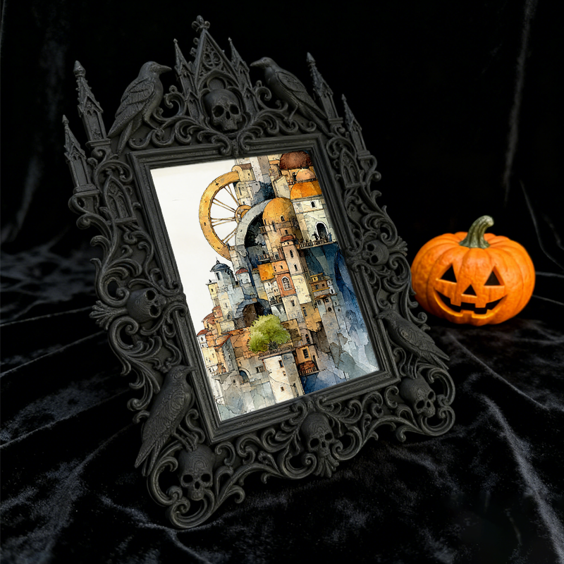 Rare-gem Gothic Dark-style Photo Frame | Werewolf Cosplay Meetup Photo Spot Decor, Photo Ornament, Wall/Table Dual-use, Rustic Frame