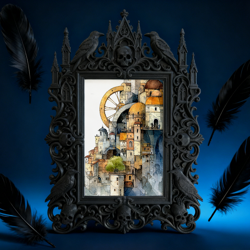 Rare-gem Gothic Dark-style Photo Frame | Werewolf Cosplay Meetup Photo Spot Decor, Photo Ornament, Wall/Table Dual-use, Rustic Frame
